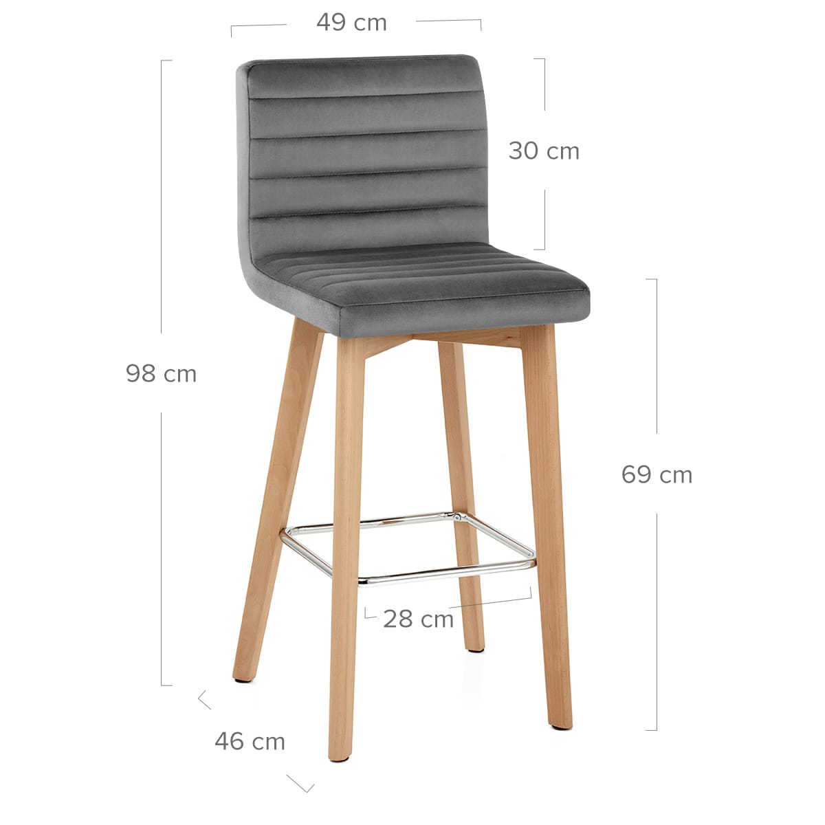 Taburete Terciopelo Madera - Pure Gris