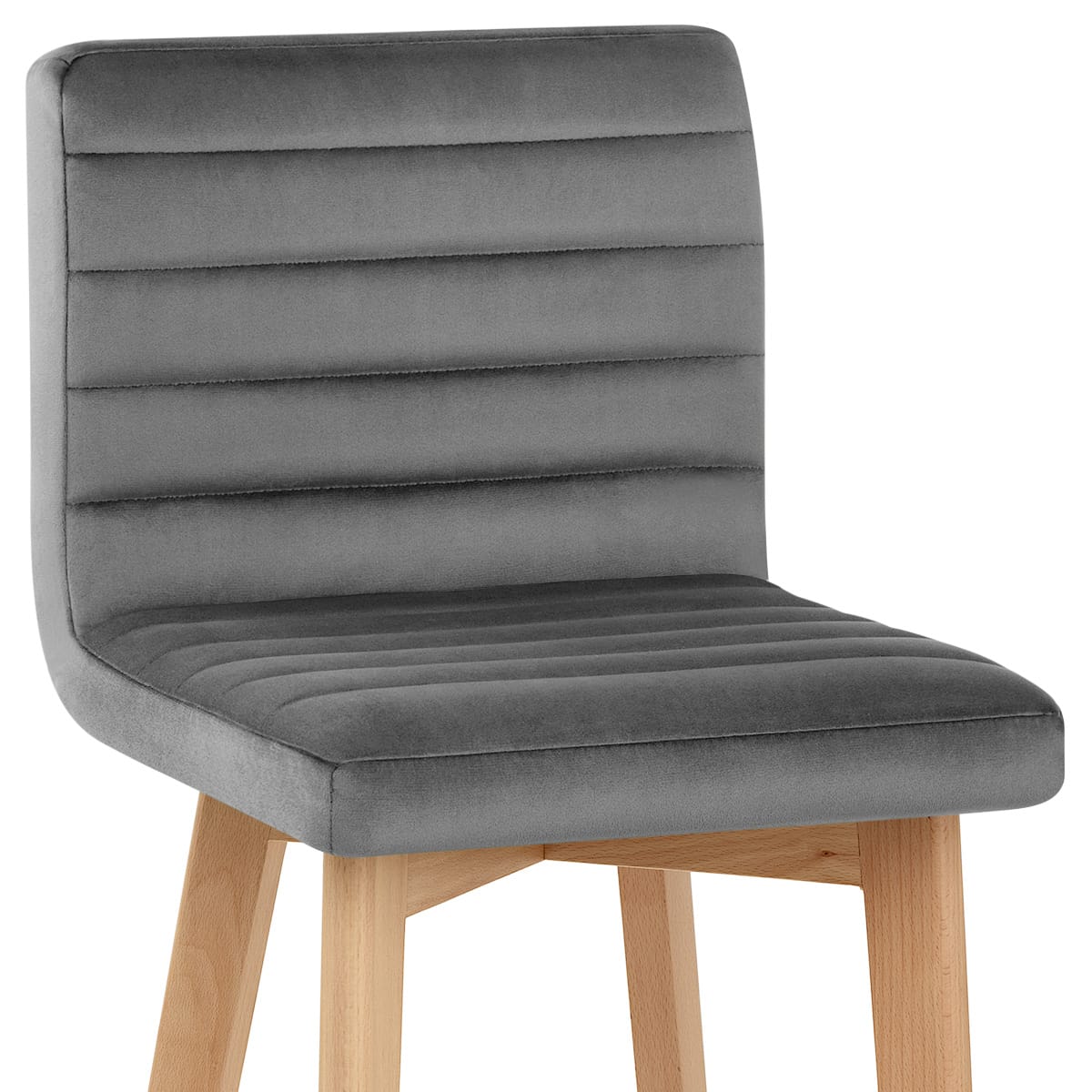 Taburete Terciopelo Madera - Pure Gris