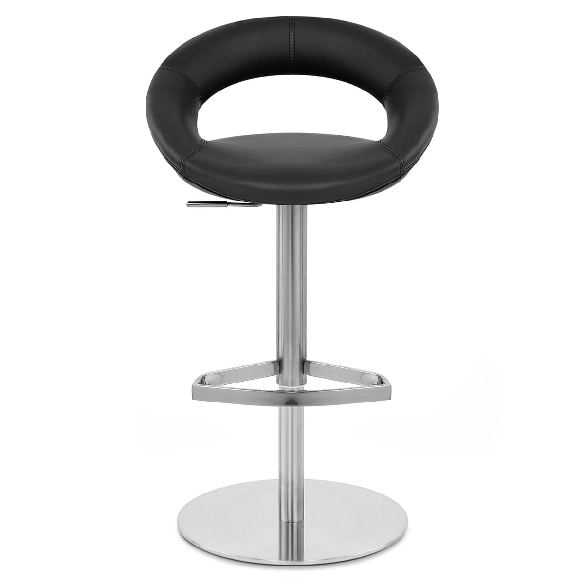 Taburete Cuero Auténtico Satinado - Creciente Negro
