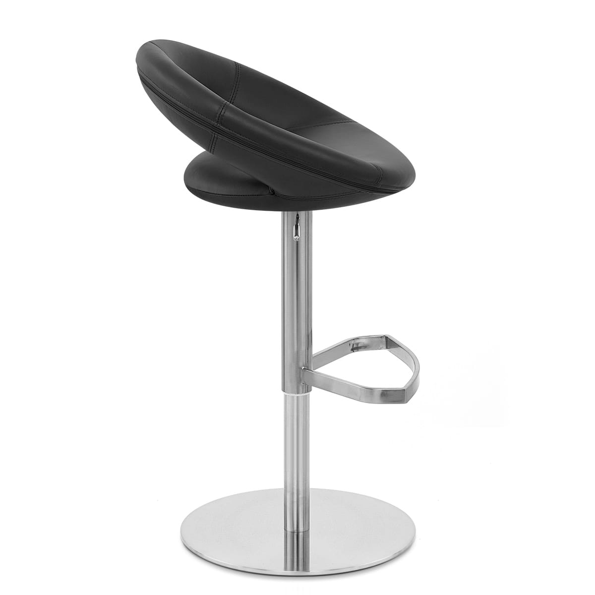Taburete Cuero Auténtico Satinado - Creciente Negro