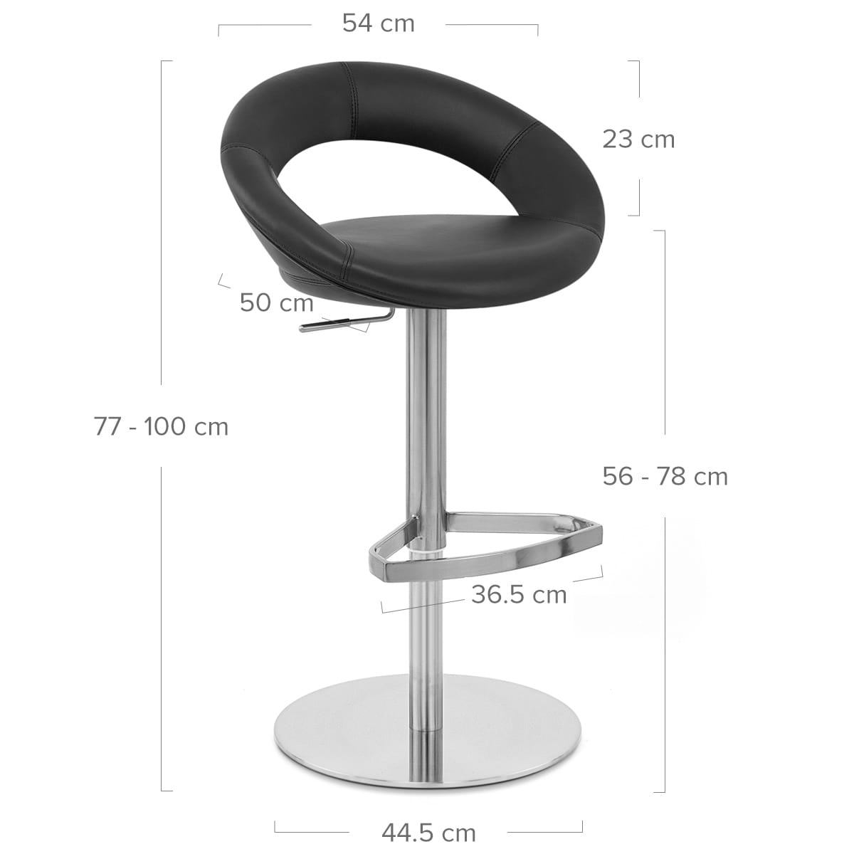 Taburete Cuero Auténtico Satinado - Creciente Negro