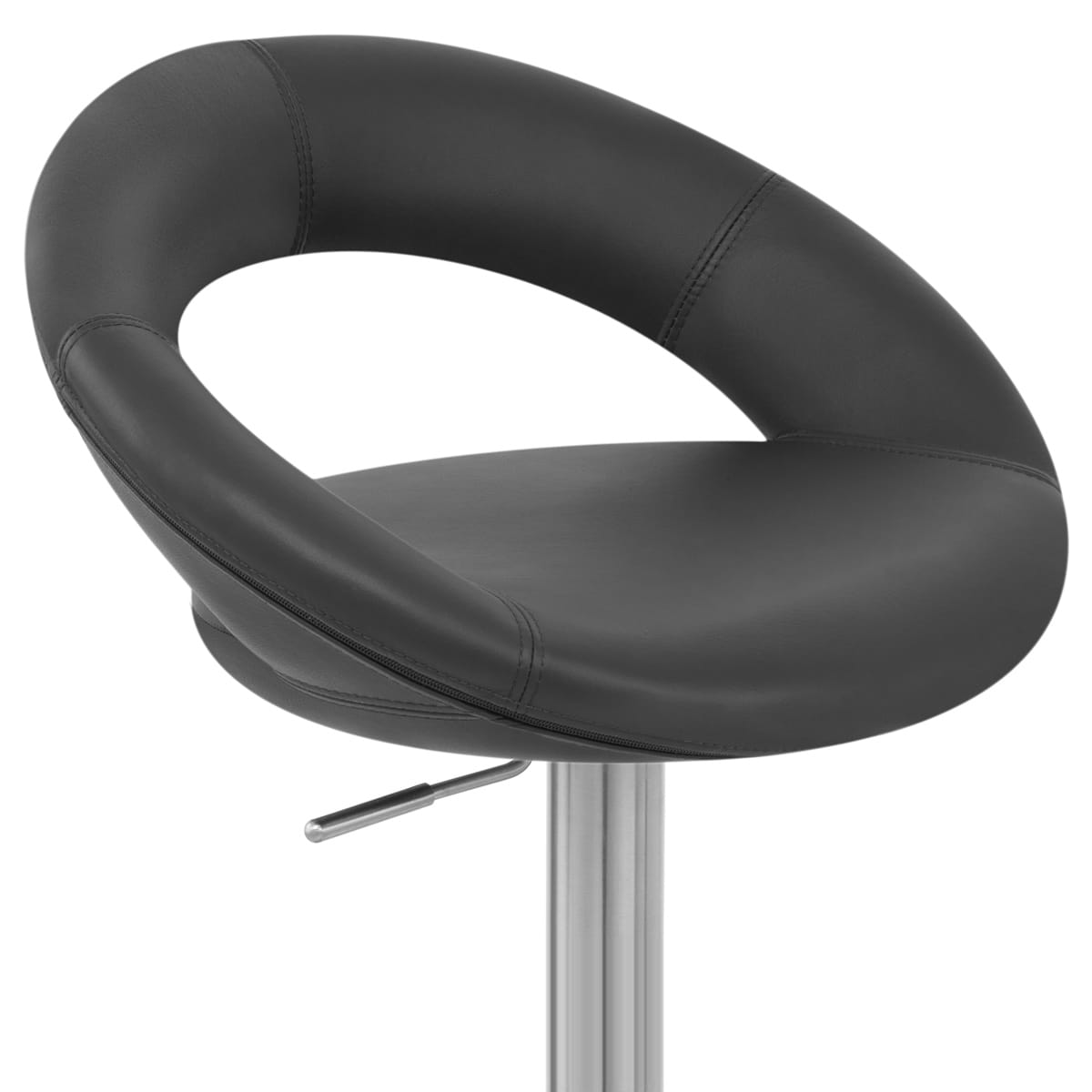 Taburete Cuero Auténtico Satinado - Creciente Negro