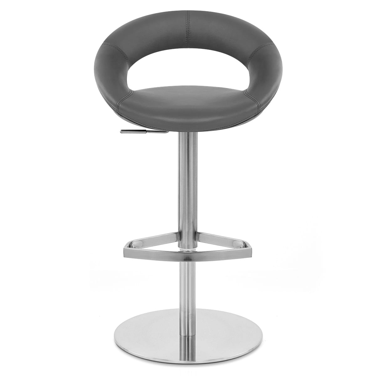 Taburete Cuero Auténtico Satinado - Creciente Gris