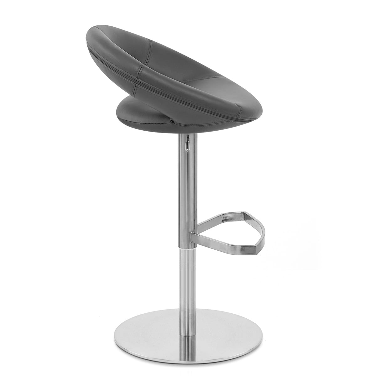 Taburete Cuero Auténtico Satinado - Creciente Gris