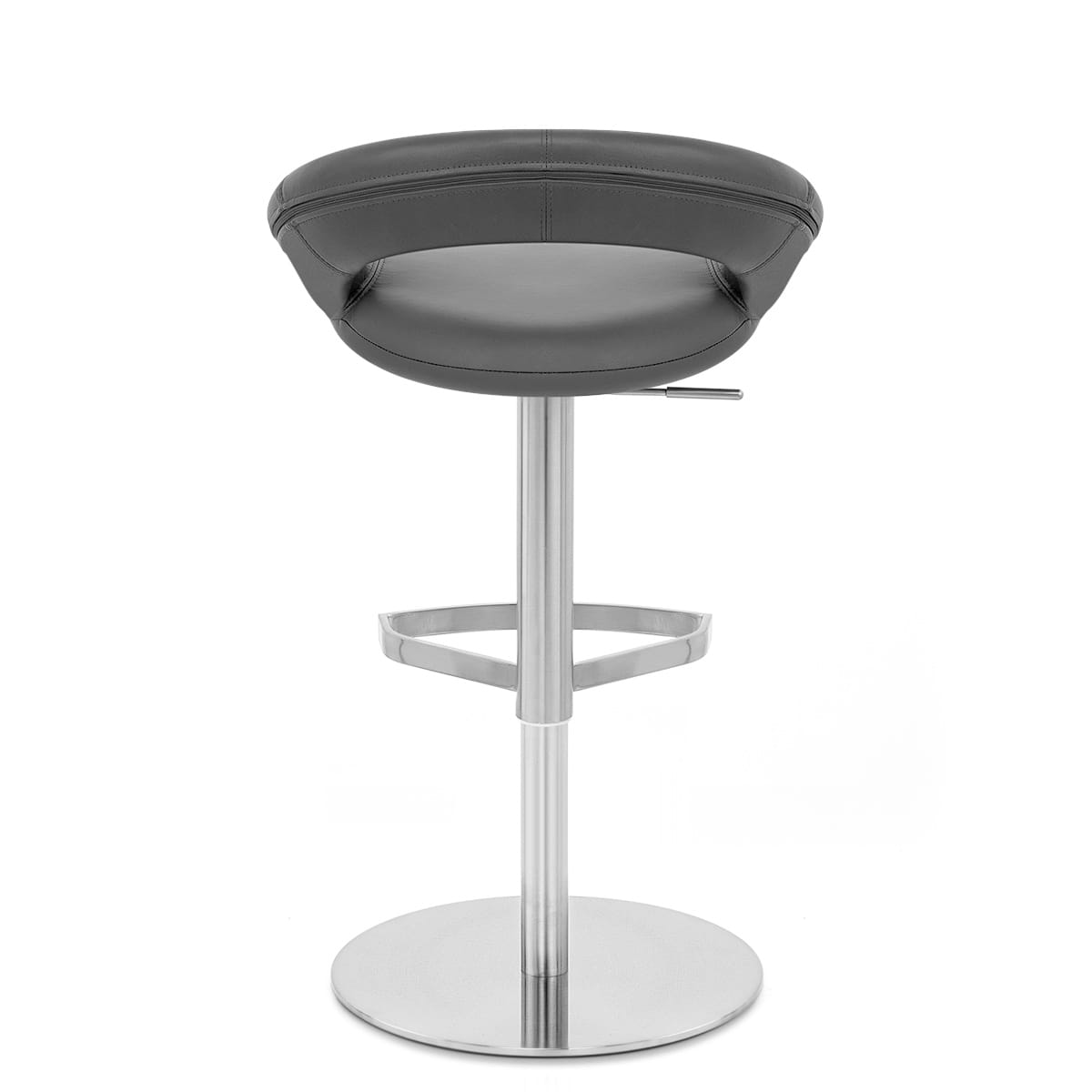 Taburete Cuero Auténtico Satinado - Creciente Gris