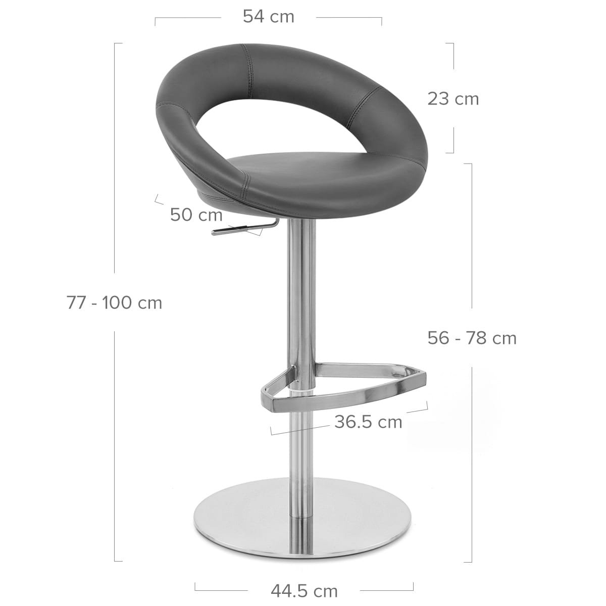Taburete Cuero Auténtico Satinado - Creciente Gris