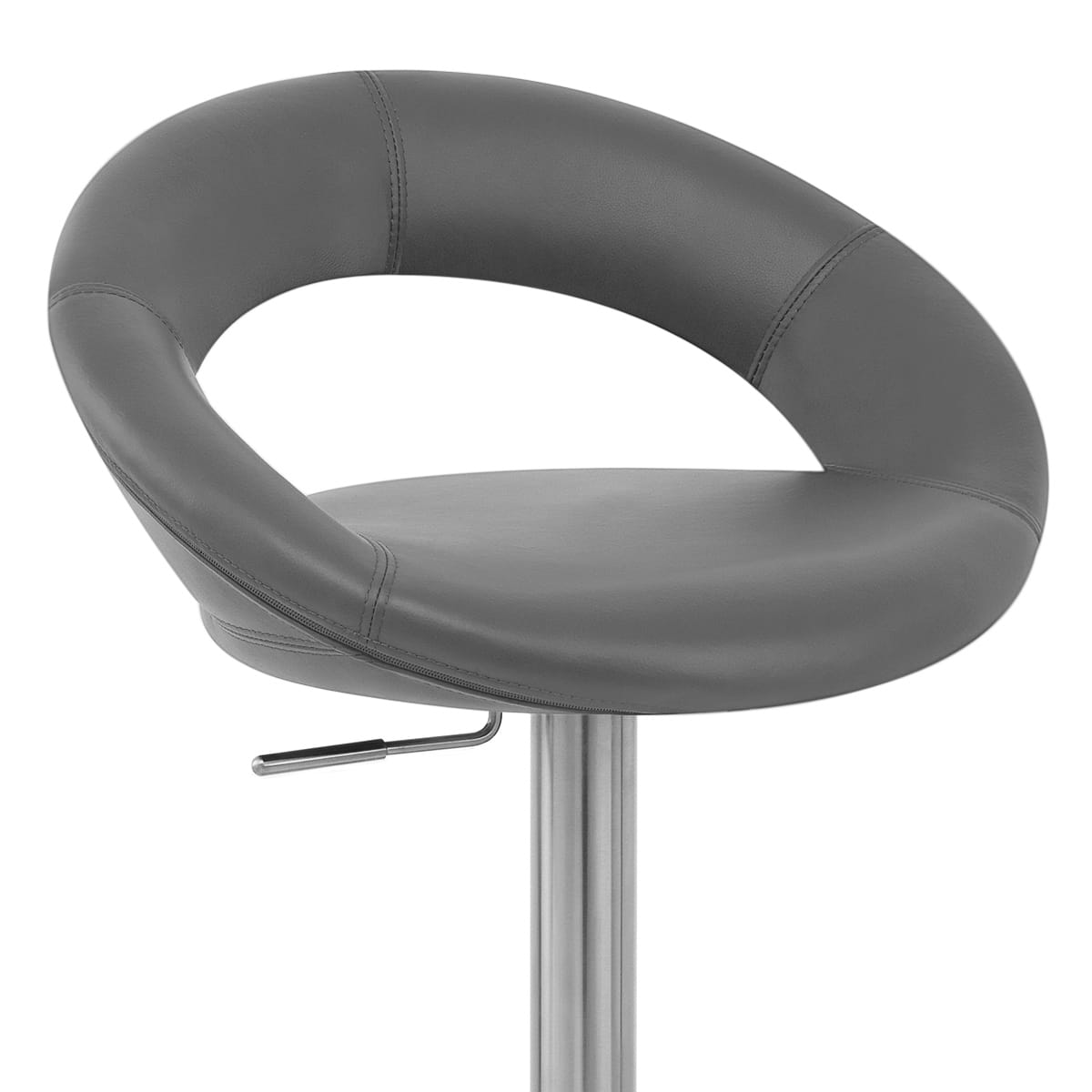 Taburete Cuero Auténtico Satinado - Creciente Gris
