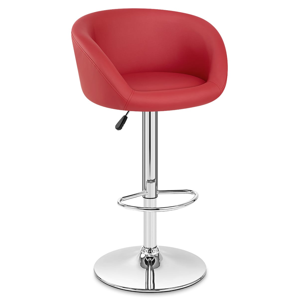 Taburete Polipiel Cromo - Eclipse Rojo