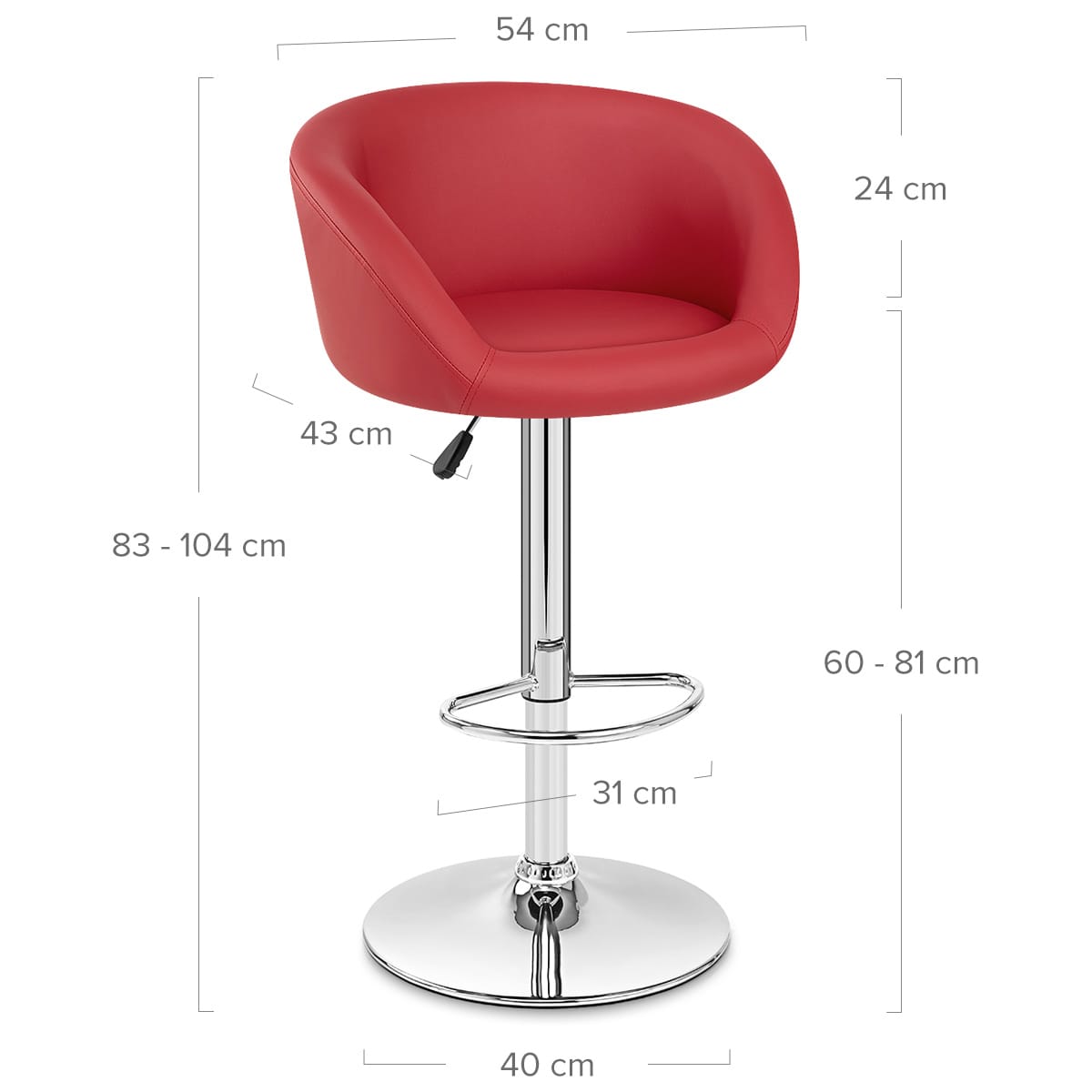 Taburete Polipiel Cromo - Eclipse Rojo