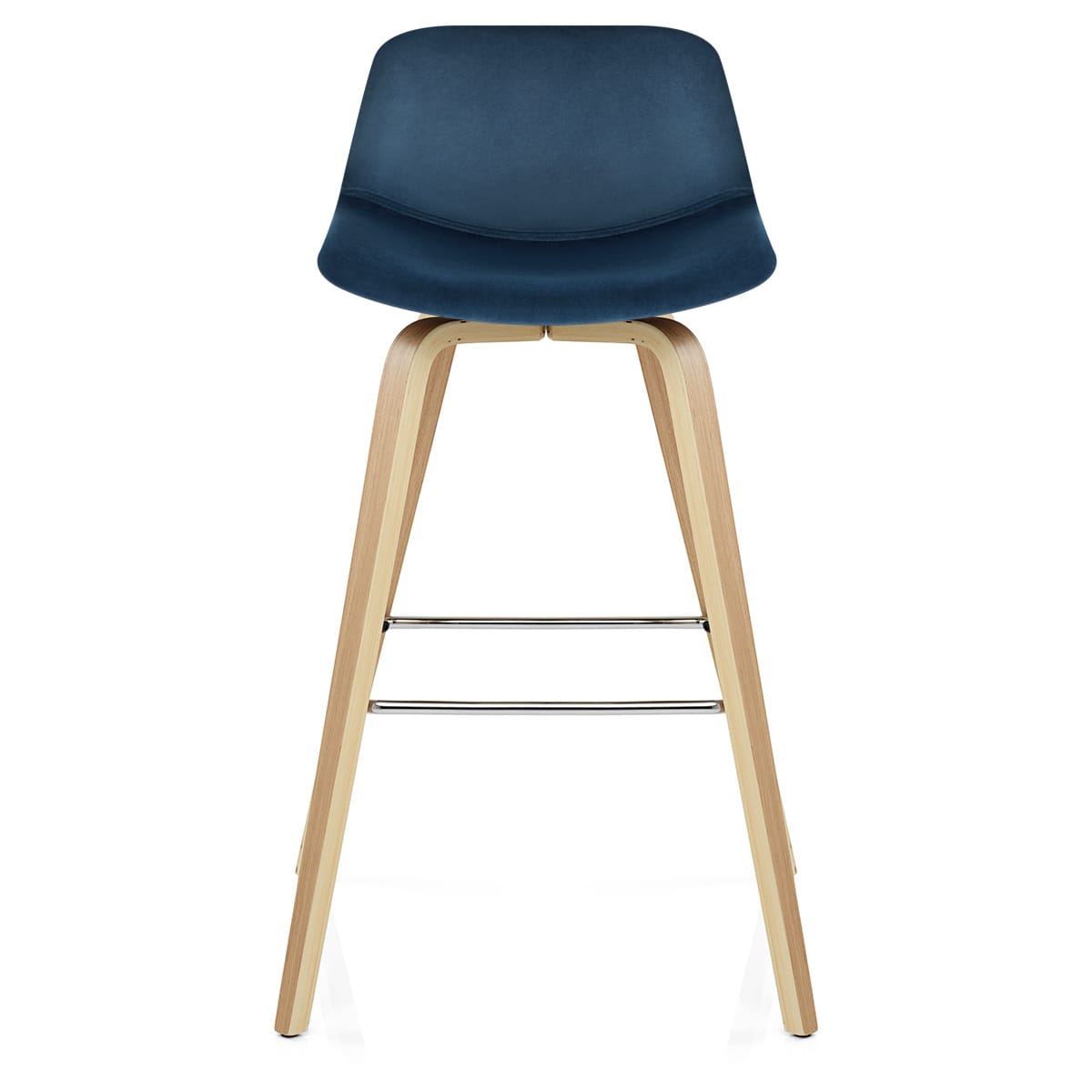 Taburete Terciopelo Madera - Reef Azul