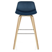 Taburete Terciopelo Madera - Reef Azul