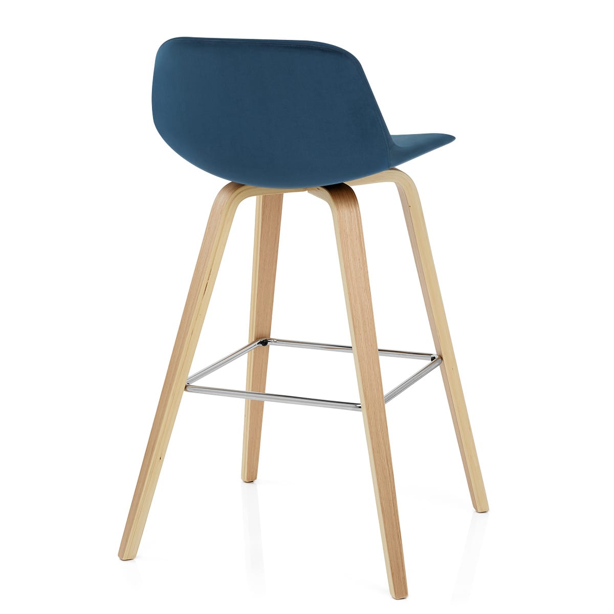 Taburete Terciopelo Madera - Reef Azul