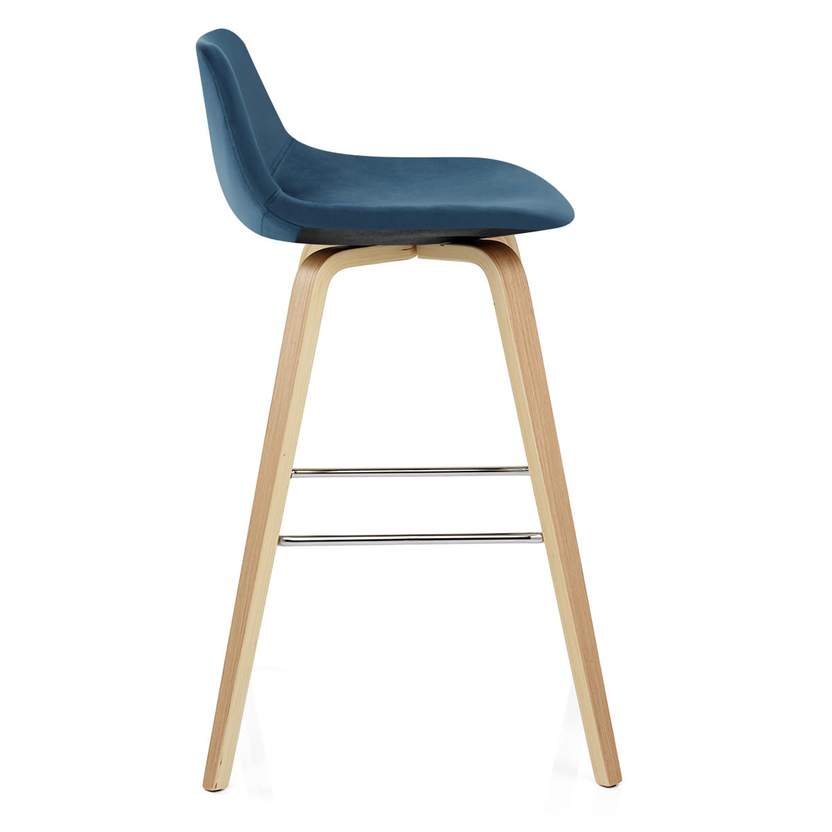 Taburete Terciopelo Madera - Reef Azul