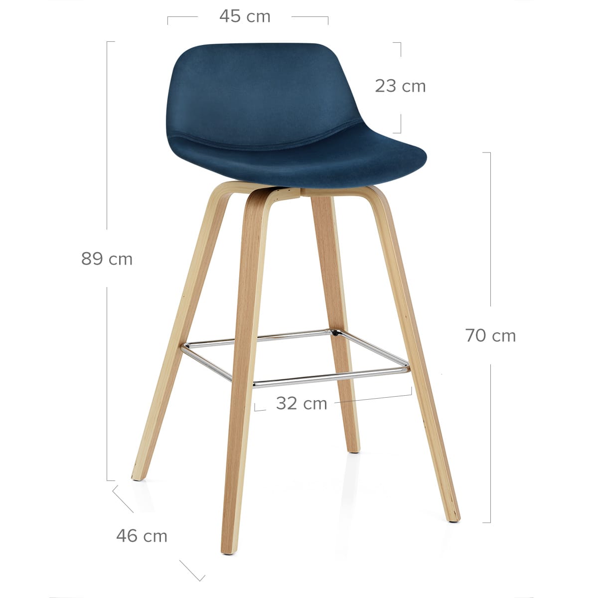 Taburete Terciopelo Madera - Reef Azul