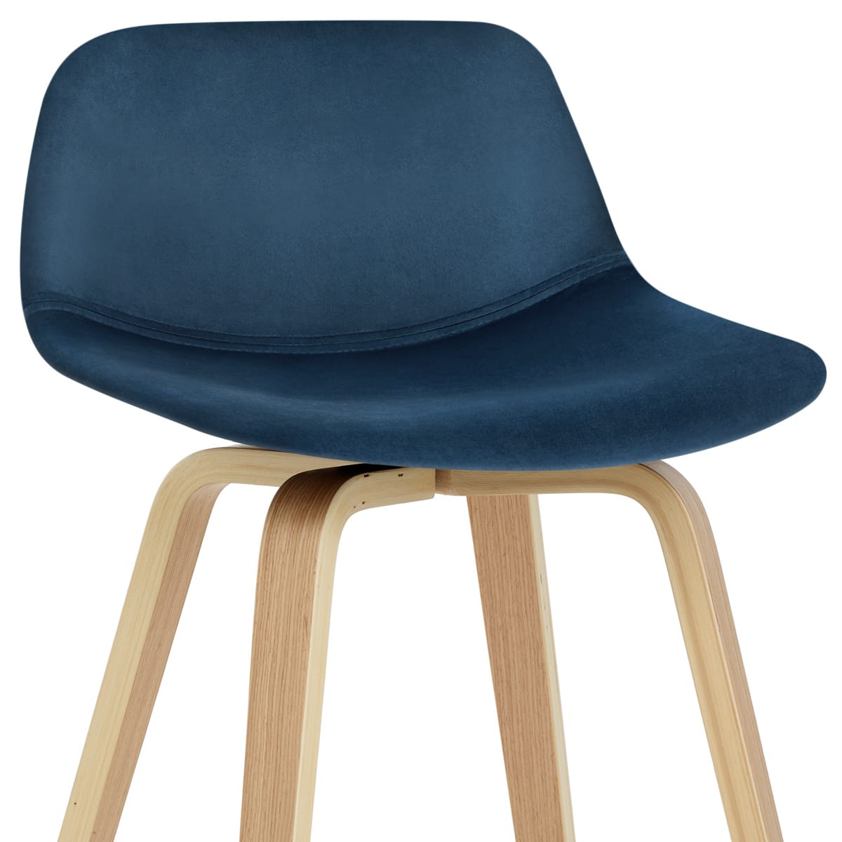 Taburete Terciopelo Madera - Reef Azul