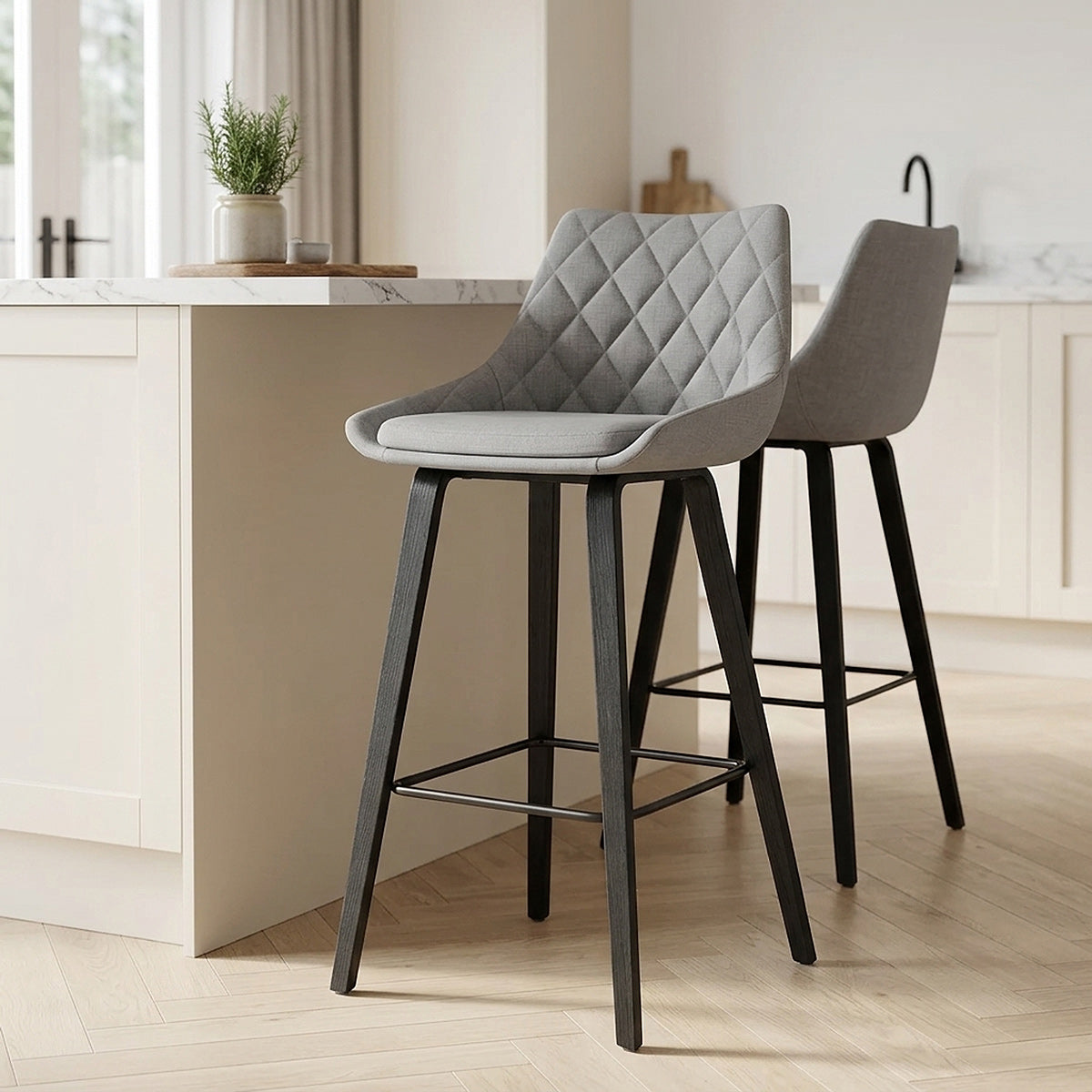 Taburete Tela Madera - Regent Gris