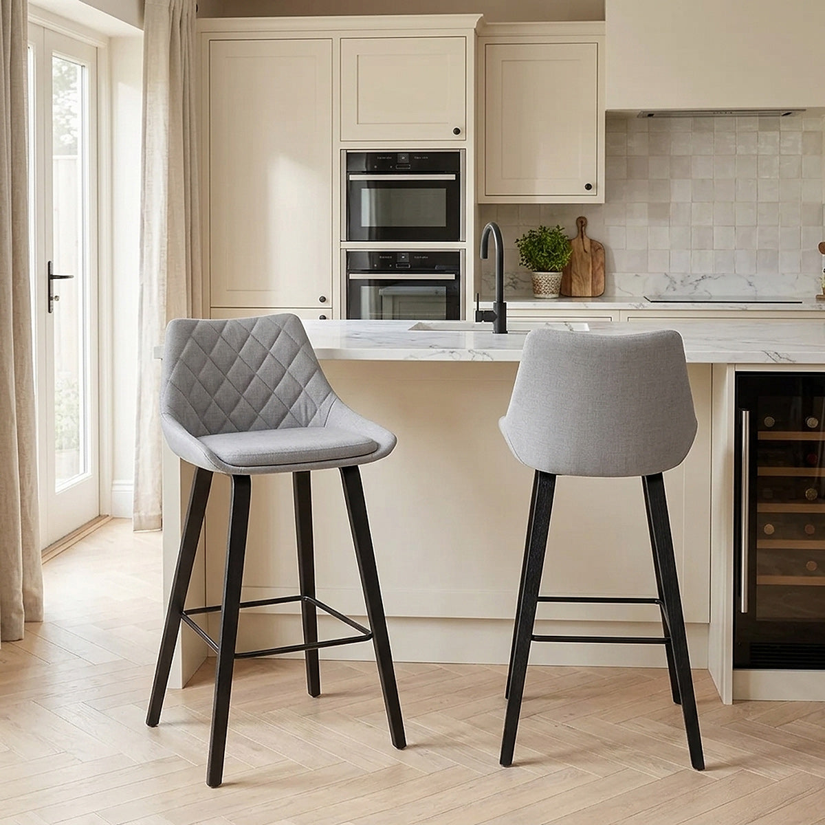 Taburete Tela Madera - Regent Gris