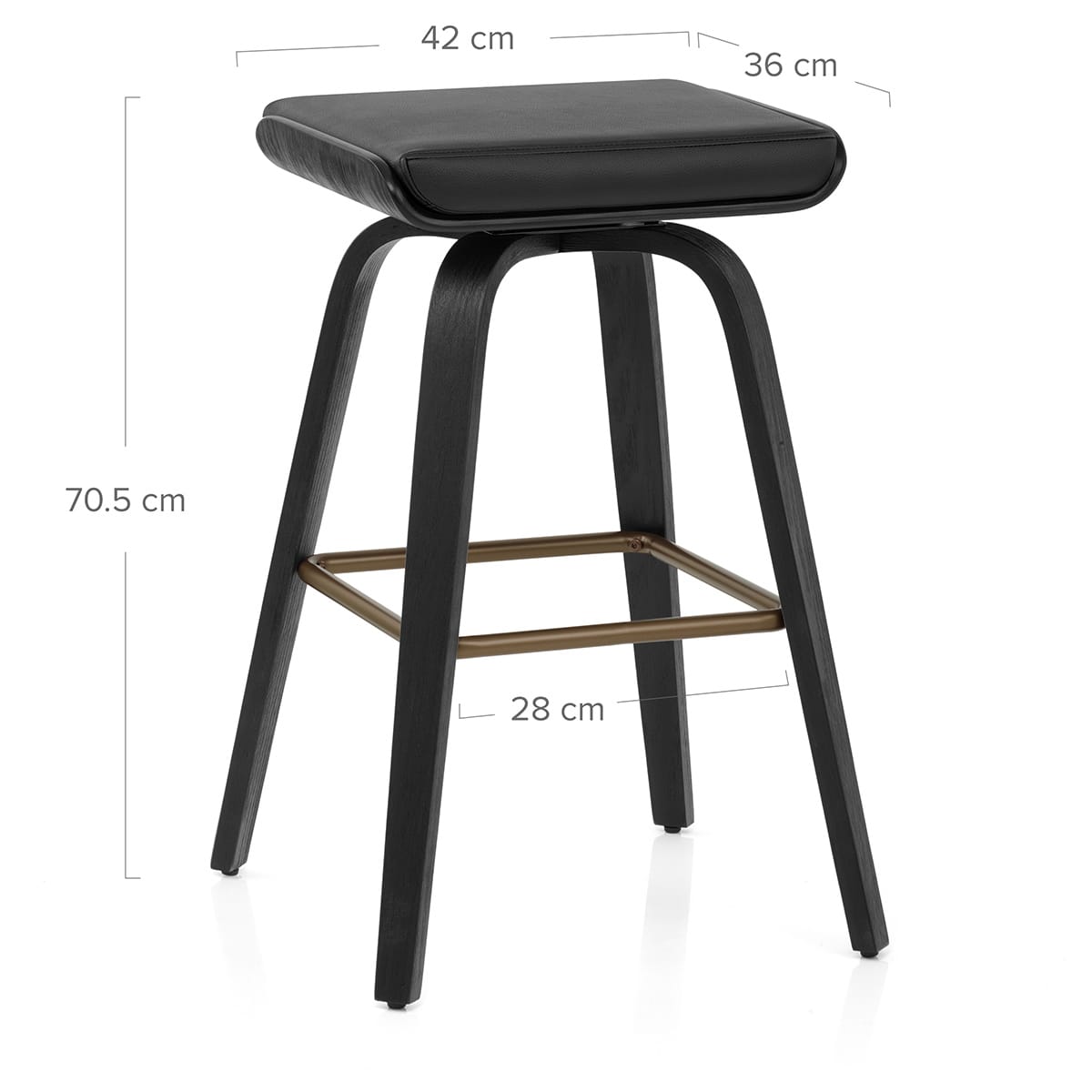 Taburete Cuero Auténtico Madera - Remy Negro