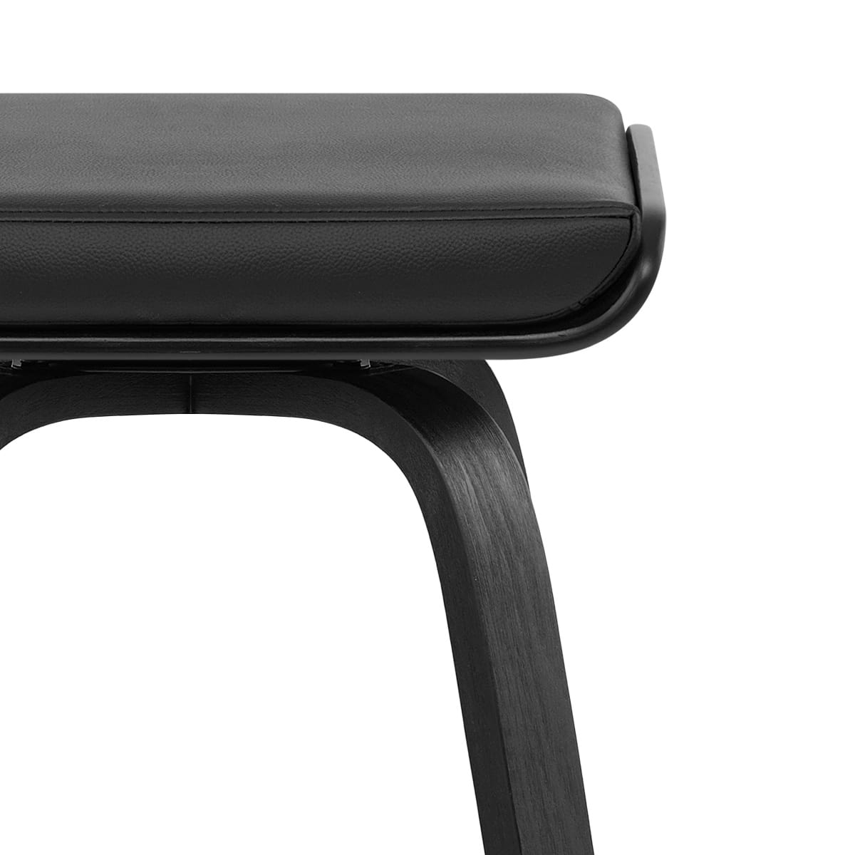Taburete Cuero Auténtico Madera - Remy Negro