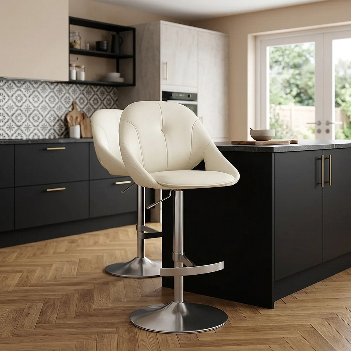 Taburete Eco Piel Cepillado - Rico Crema