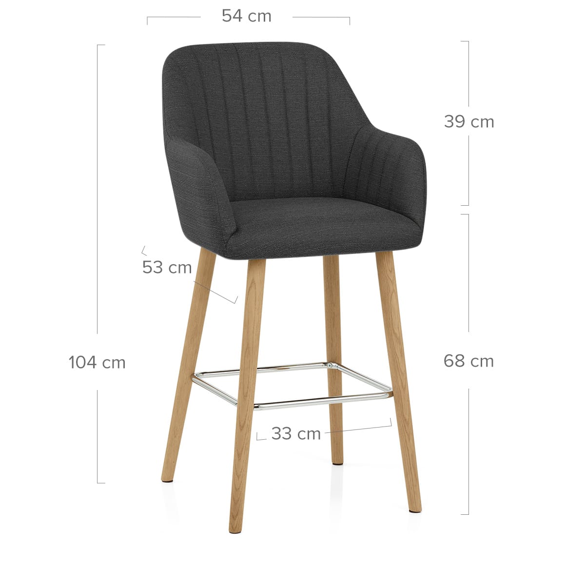 Taburete Tela Madera - Rio Gris Oscuro