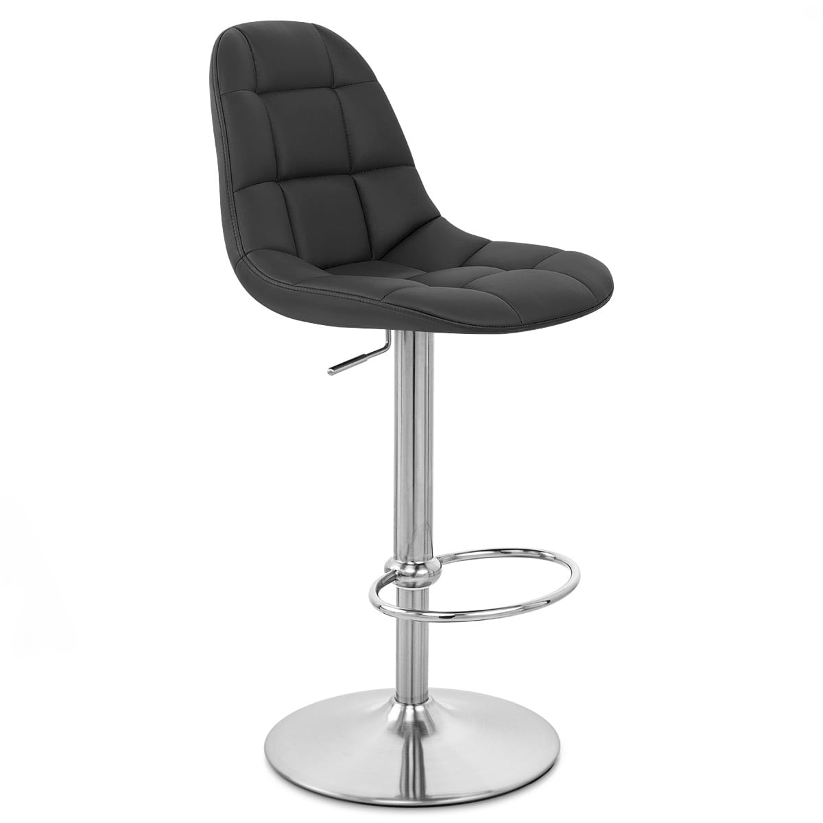 Taburete Polipiel Cromo - Rochelle Negro