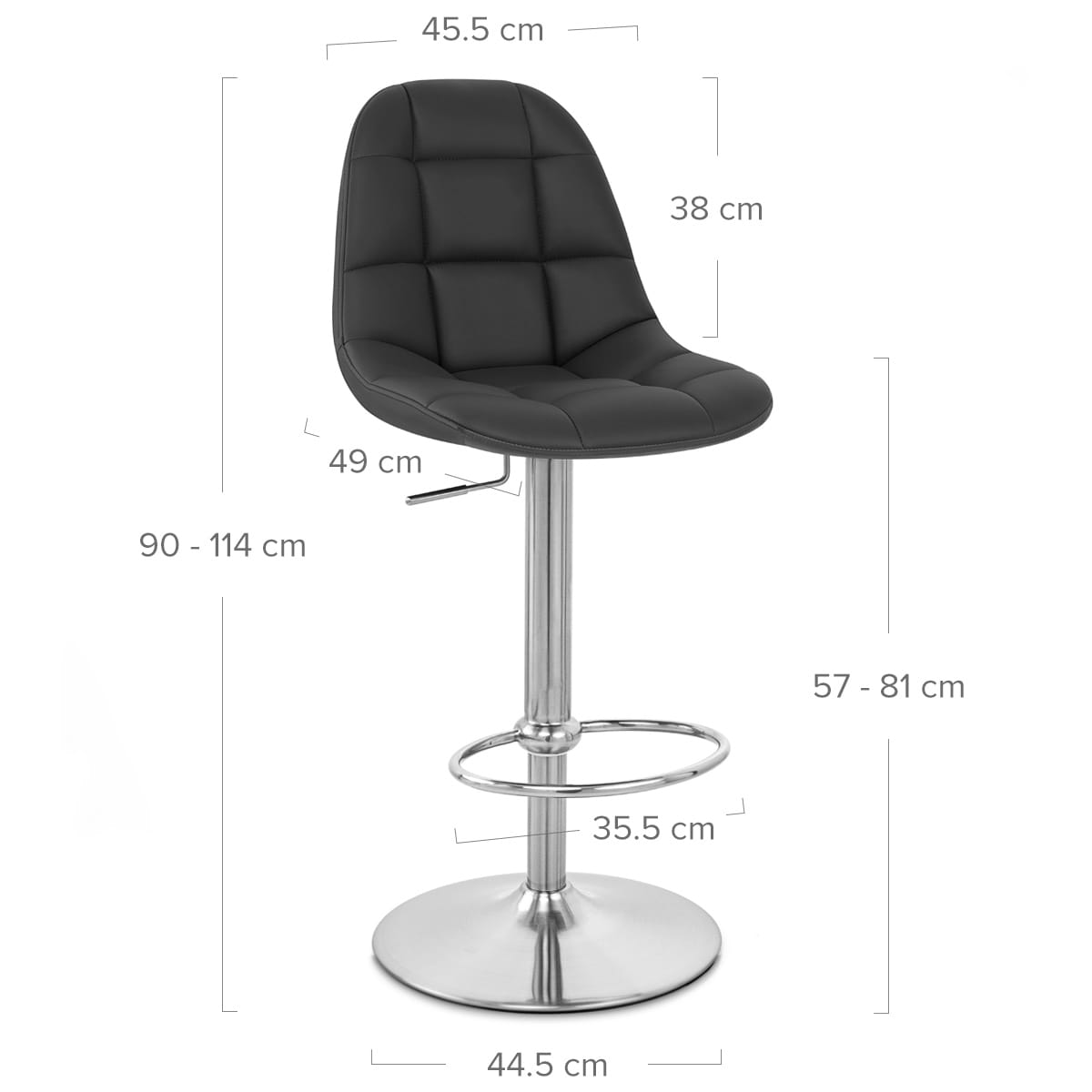 Taburete Polipiel Cromo - Rochelle Negro