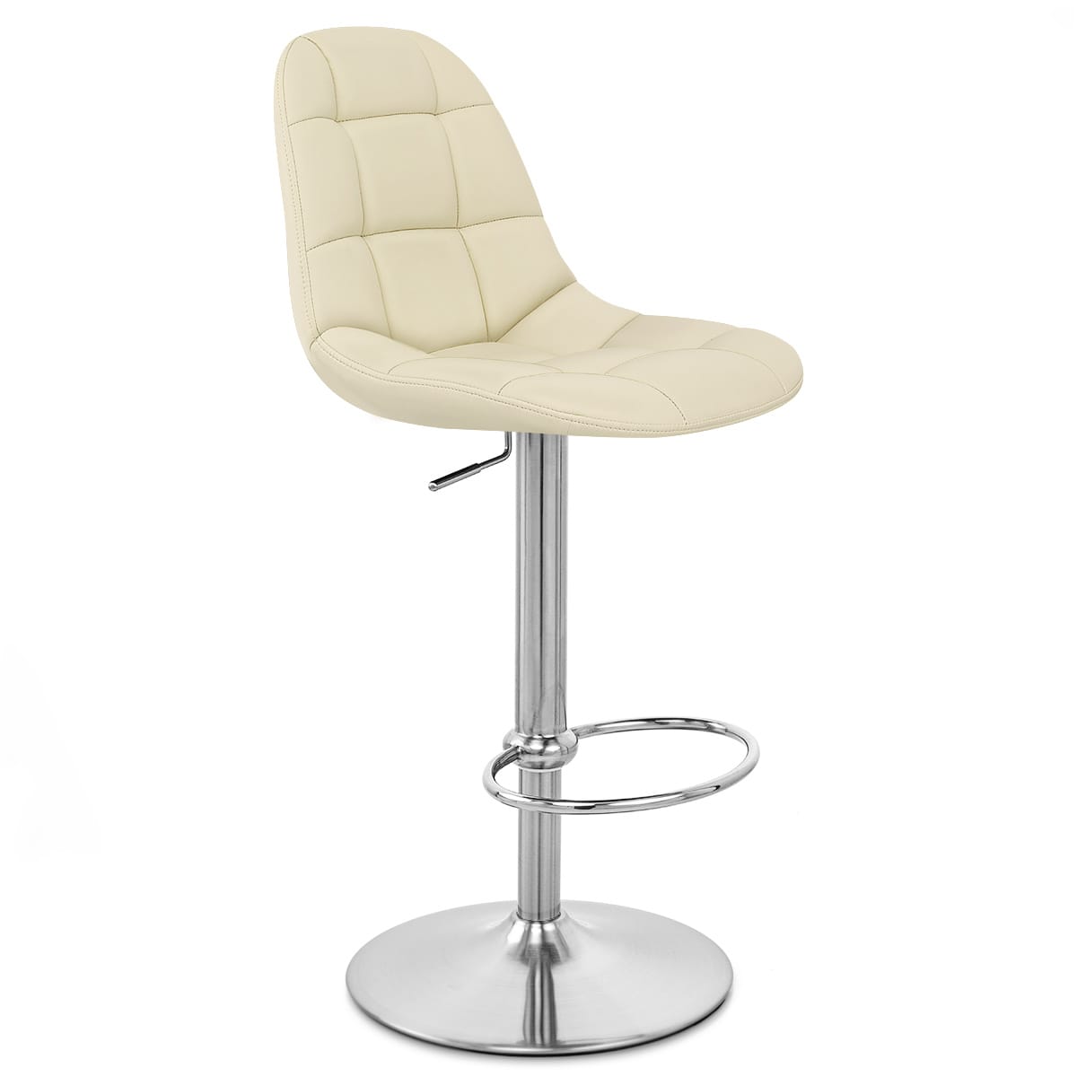 Taburete Polipiel Cromo - Rochelle Crema