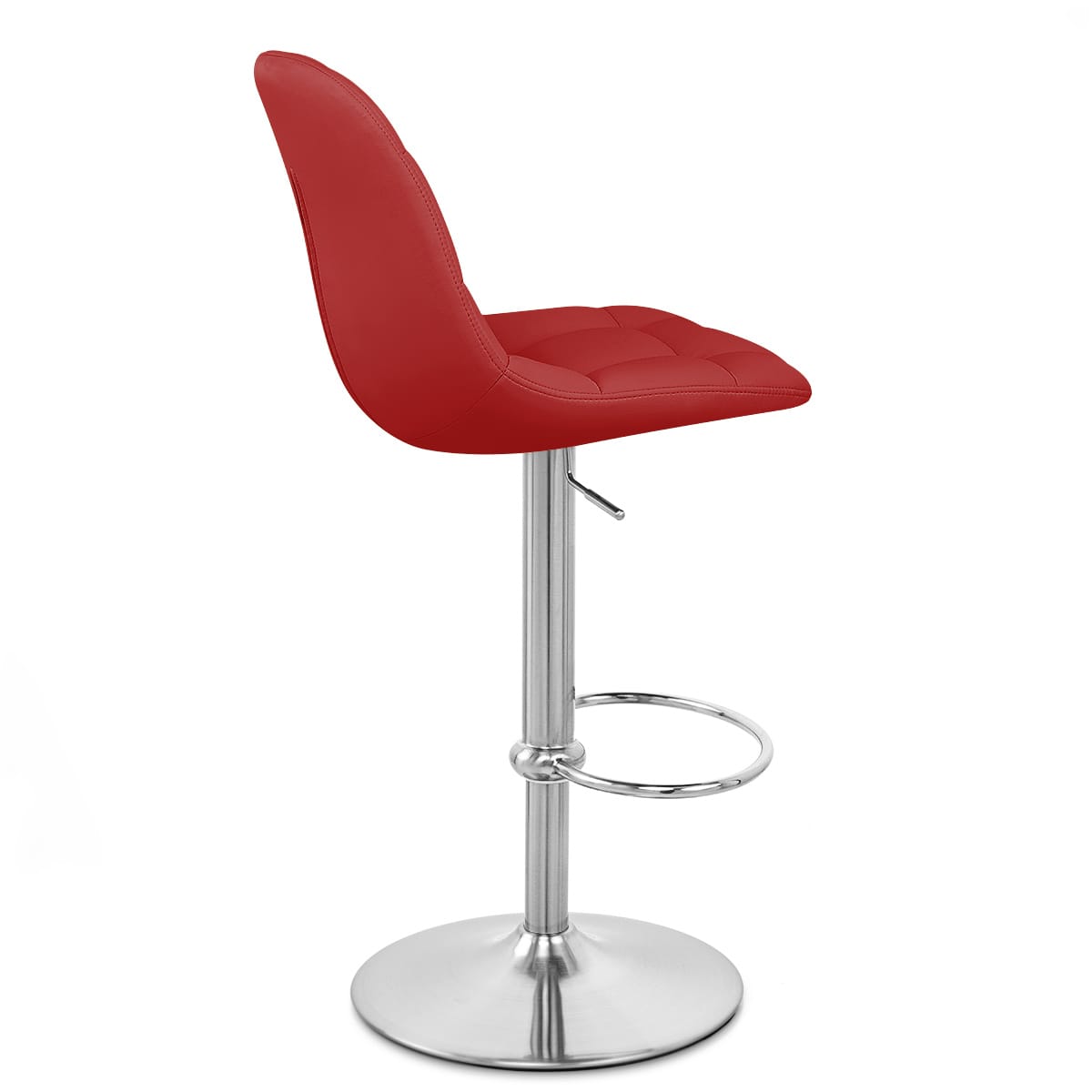 Taburete Polipiel Cromo - Rochelle Rojo