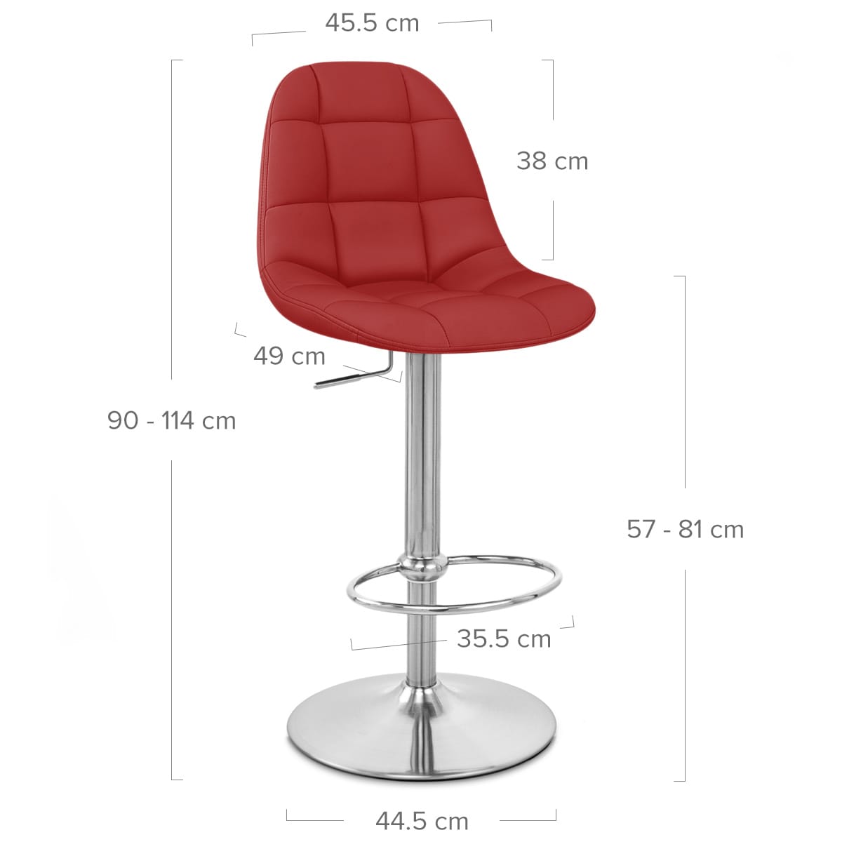 Taburete Polipiel Cromo - Rochelle Rojo