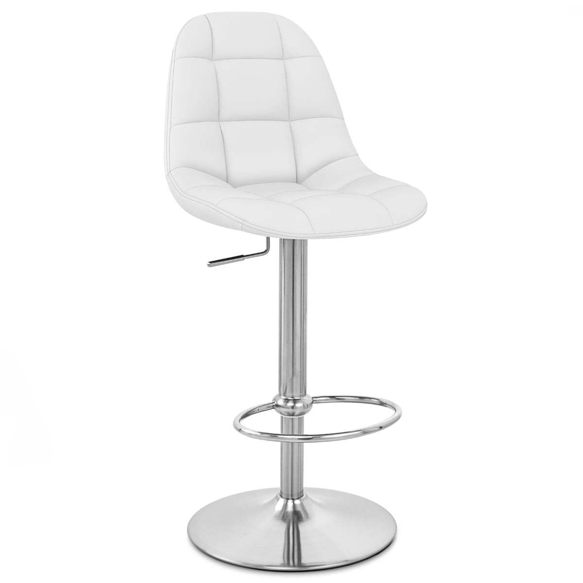Taburete Polipiel Cromo - Rochelle Blanco