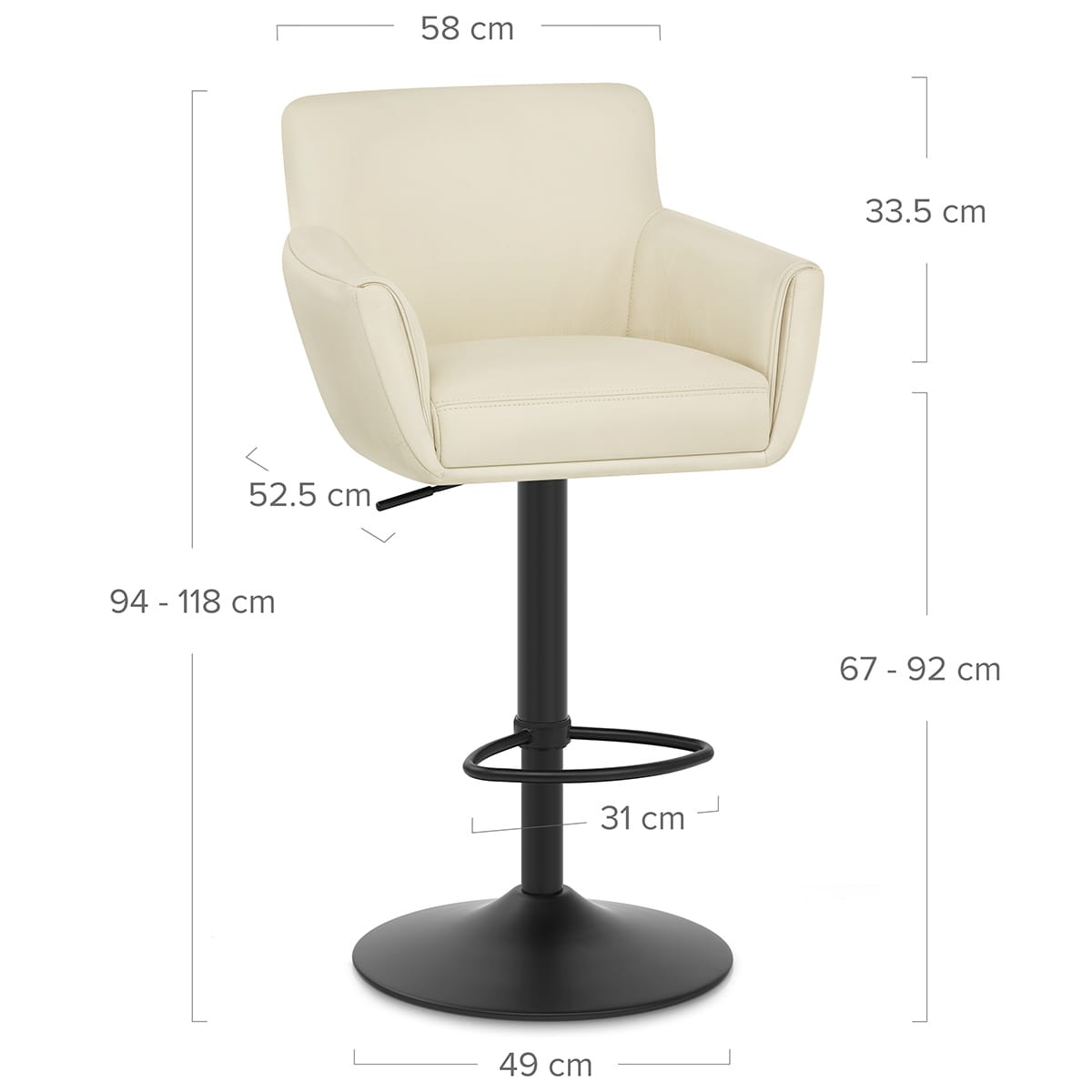 Taburete Cuero Metallo - Rome Crema