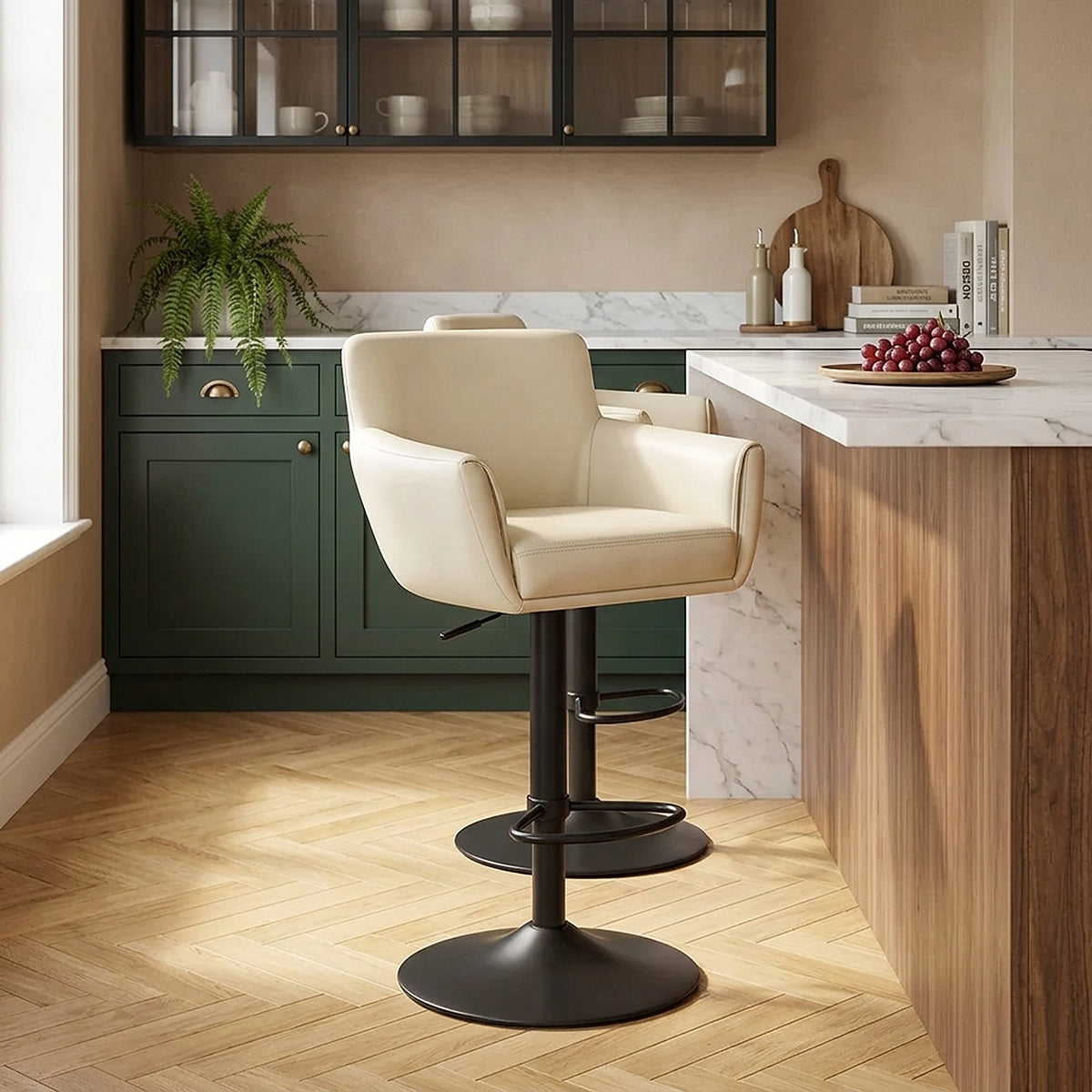 Taburete Cuero Metallo - Rome Crema