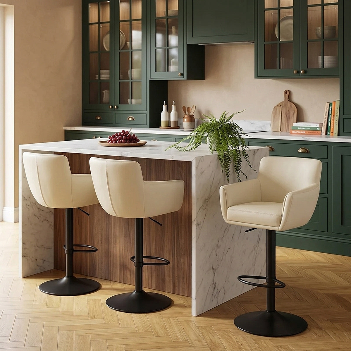 Taburete Cuero Metallo - Rome Crema