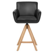 Taburete Cuero Madera - Rome Negro