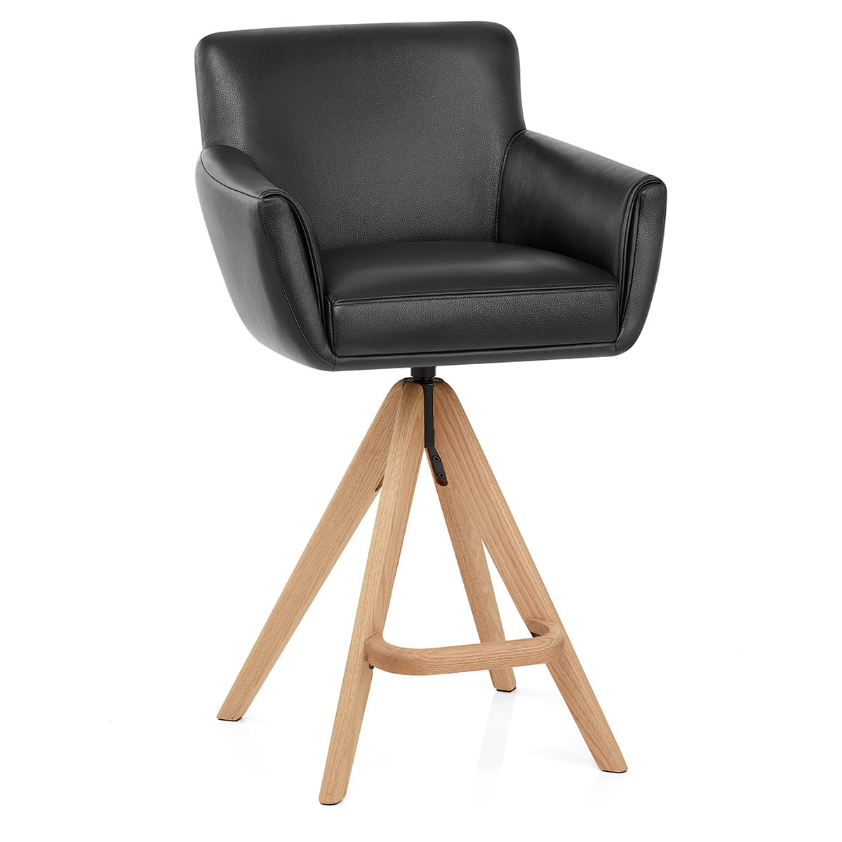 Taburete Cuero Madera - Rome Negro