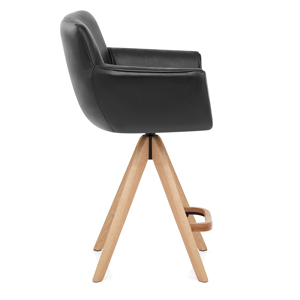 Taburete Cuero Madera - Rome Negro