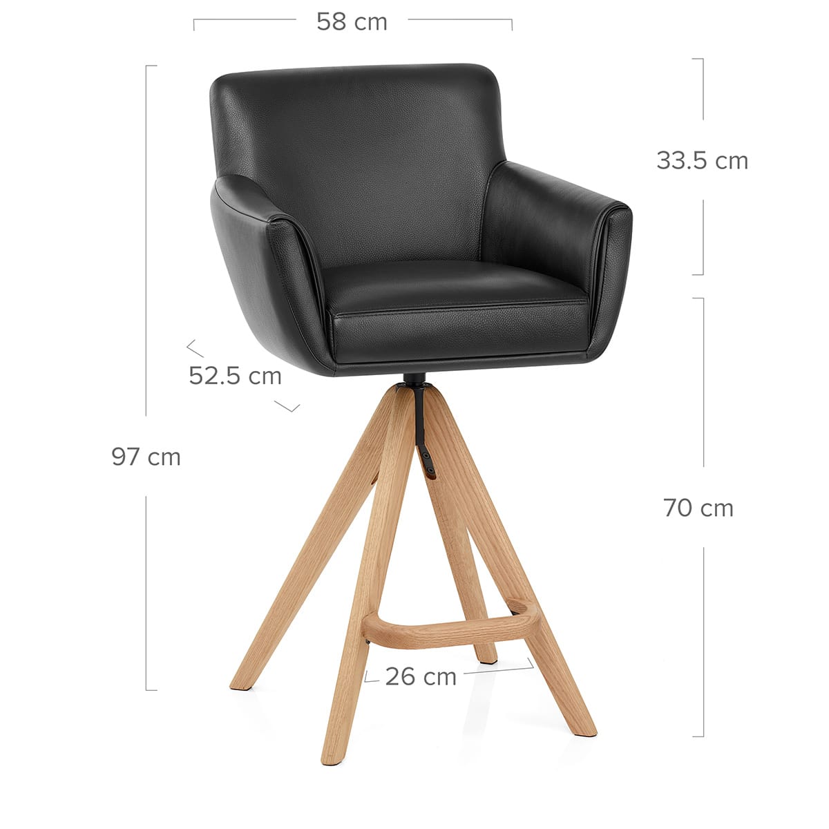 Taburete Cuero Madera - Rome Negro