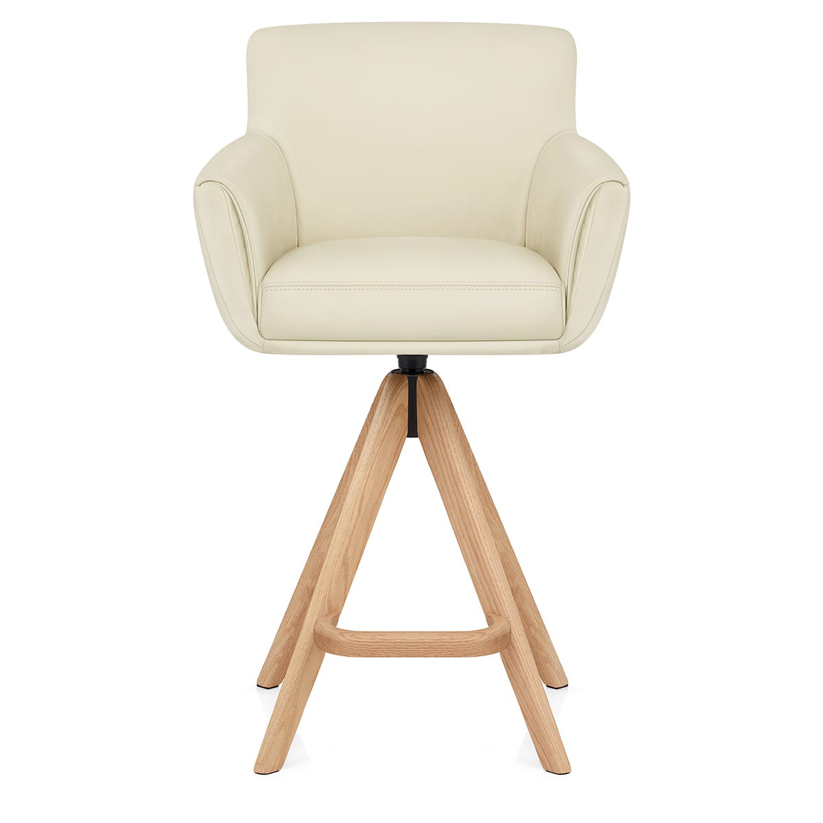 Taburete Cuero Madera - Rome Crema