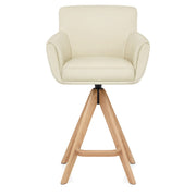 Taburete Cuero Madera - Rome Crema