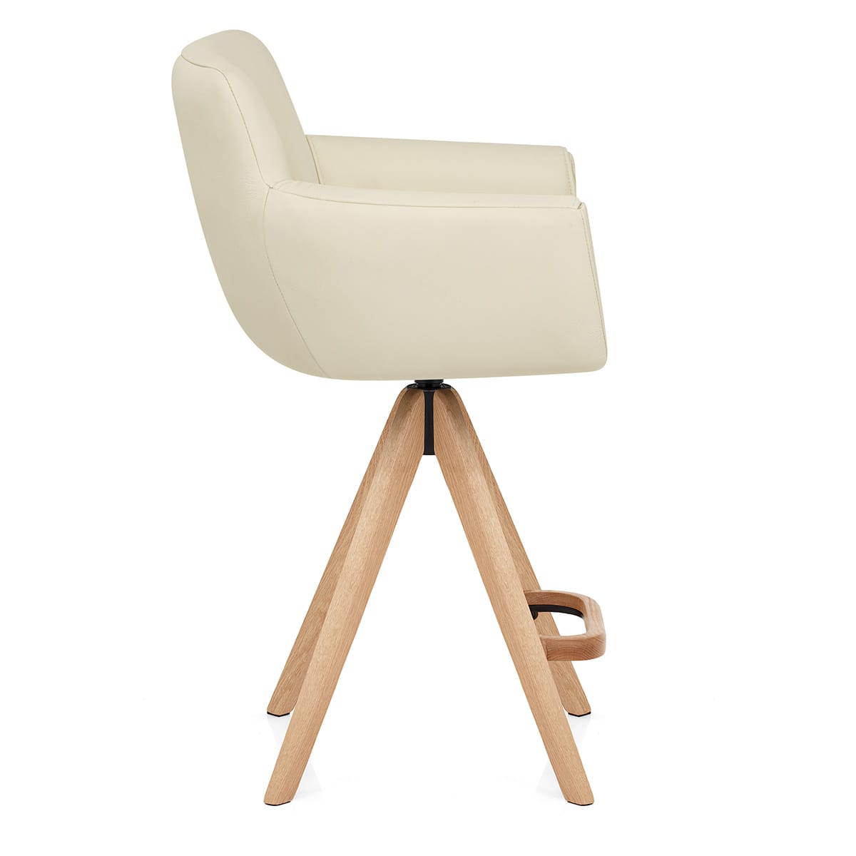 Taburete Cuero Madera - Rome Crema