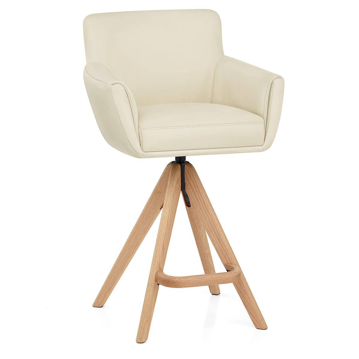 Taburete Cuero Madera - Rome Crema