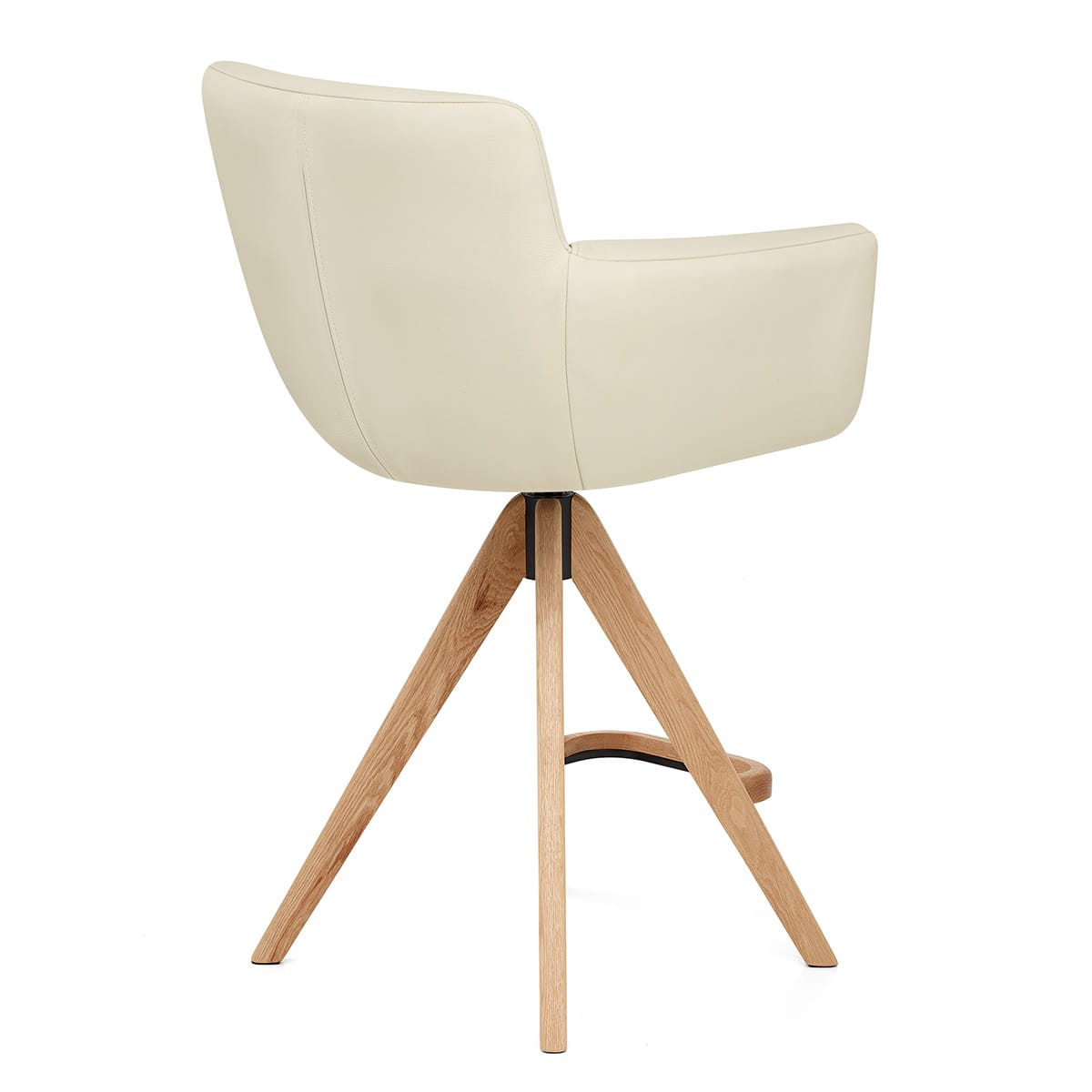 Taburete Cuero Madera - Rome Crema