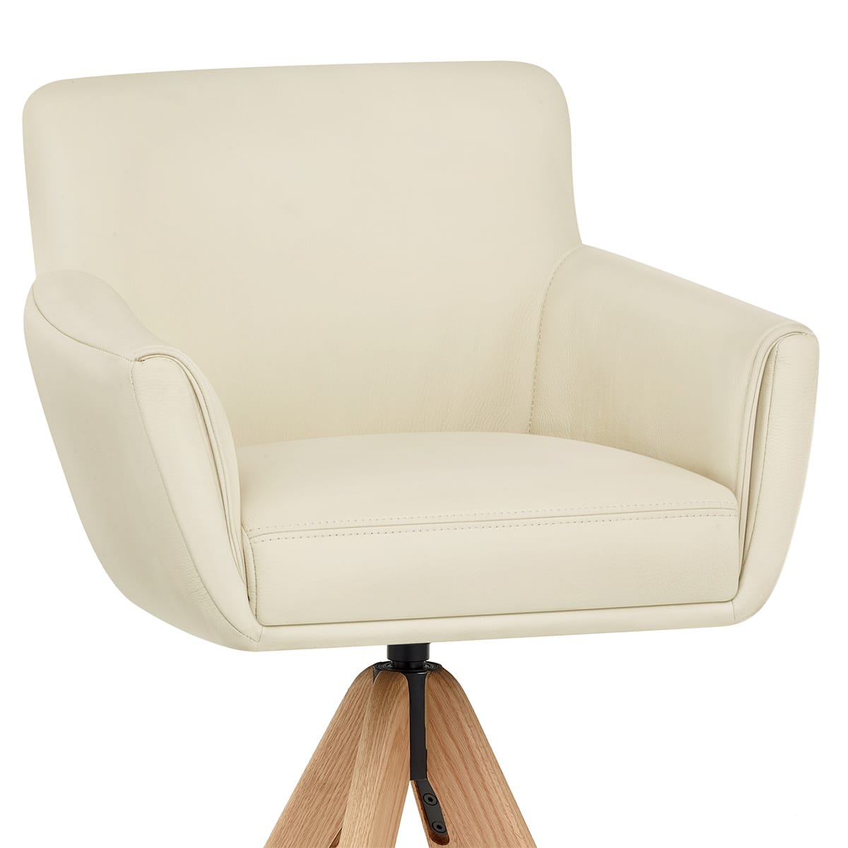 Taburete Cuero Madera - Rome Crema