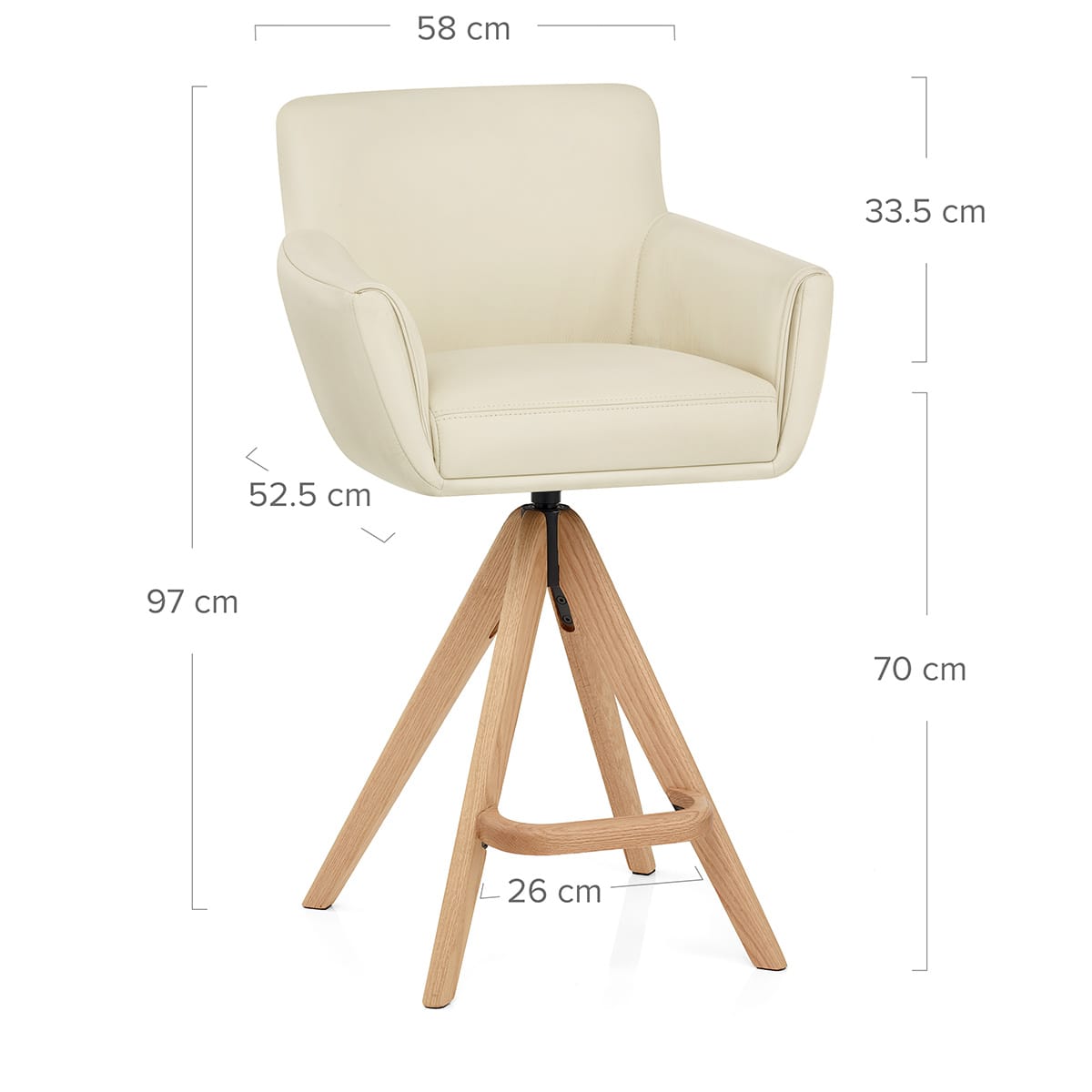 Taburete Cuero Madera - Rome Crema