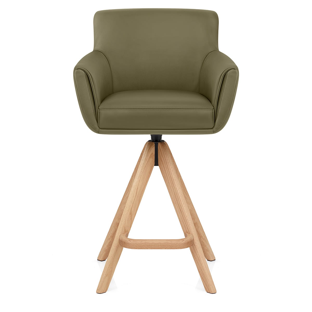 Taburete Cuero Madera - Rome Verde