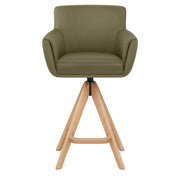 Taburete Cuero Madera - Rome Verde