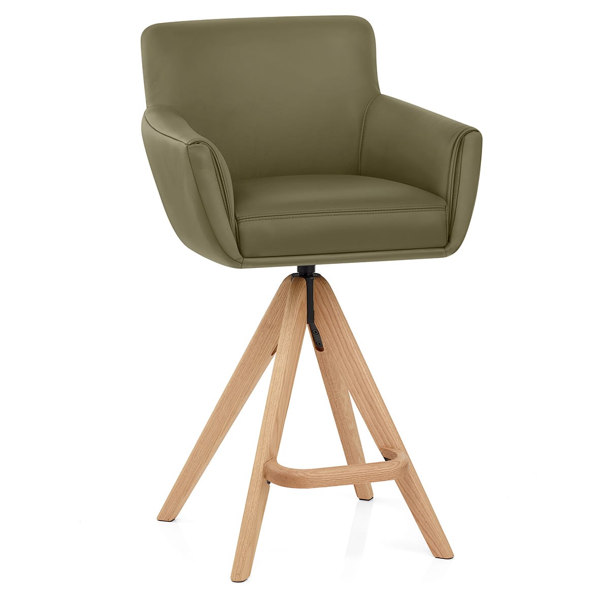 Taburete Cuero Madera - Rome Verde