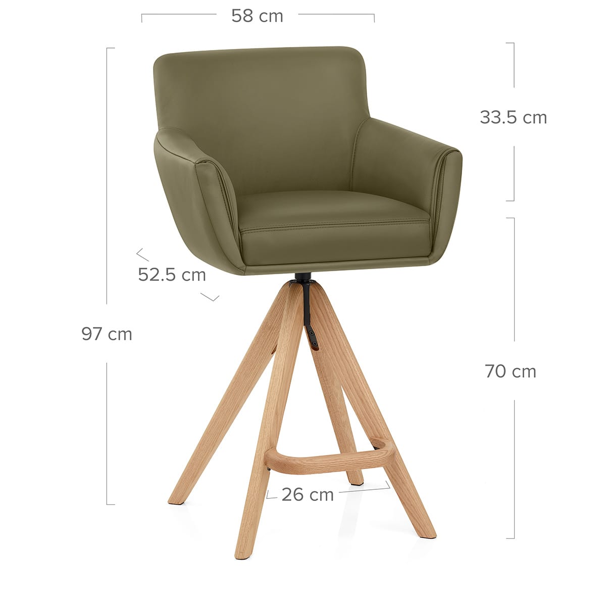 Taburete Cuero Madera - Rome Verde