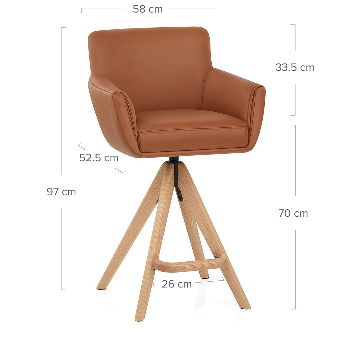 Taburete Cuero Madera - Rome Marrón
